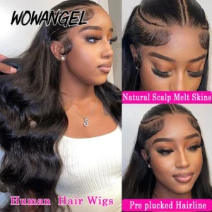 Wow Angel 250% density 13x6 HD Lace Front Wigs Body Wave Melt Skins 13x4 HD Lace Full Frontal Wig Human Hair Wigs Pre Plucked