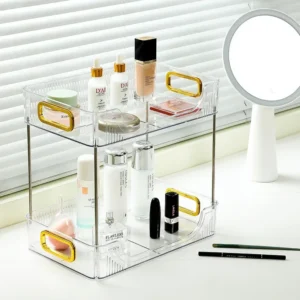 Double-Layer Storage Box Multi-Layer Display Storage Rack Cosmetic Desktop Storage Rack Bedroom Decoration Storage Box