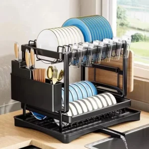 Double-layer Kitchen Dish Bowl Drainer Storage Rack Household Tableware Drain Chopsticks Knife Fork Water Cup Storage Holder