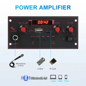 Bluetooth 5.0 MP3 Decoder Board 2*10W 20W Amplifier Audio Player 5V DIY MP3 Player Car FM Radio Module TF USB Mic Record