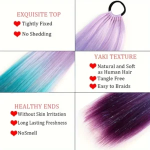 Loose Ombre Hair Extensions, Ponytail Extension for Braiding, Jumbo Hair Tie, 26"