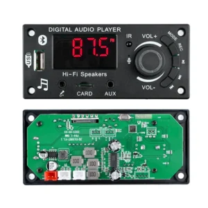 2*50W 100W Amplifier Bluetooth 5.0 MP3 Decoder Board DIY Car MP3 Player USB FM Recording Switching TF USB Mic Record Call