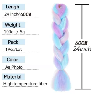 24Inch Long Synthetic Braiding Hair 100g Synthetic Braiding Hair Crochet Hair Braids Extension