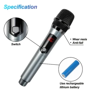 Karaoke Wireless Microphone Dynamic UHF Handheld Professional Mic For Sing Party Speech Church Club Show Meeting Room Home