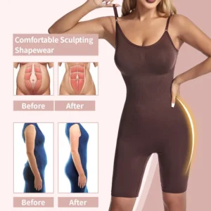 Seamless Women Bodysuit Butt Lifter Shapewear Waist Trainer Body Shaper Strappy-Back Chest Enhancing Corrective Underwear Corset