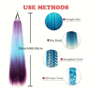 Loose Ombre Hair Extensions, Ponytail Extension for Braiding, Jumbo Hair Tie, 26"