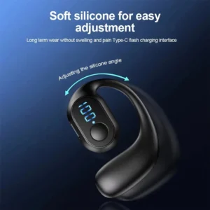 Lightweight Wireless Earphone Bluetooth 5.4 Bone Conduction Headphone Ear Hook LED Display HD Calling Mic Surround Sound Earbud