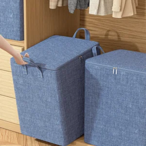 1PC clothing storage bag, used for organizing bedrooms, closets, clothes, quilts, storage bag with lid and handle, blue