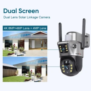 LS VISION 8MP 4G SIM Card Dual Screen Solar Camera Outdoor 4K WiFi PTZ Dual Lens Human Auto Tracking Waterproof Security Cameras