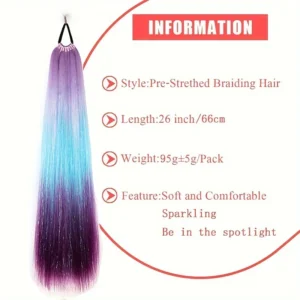 Loose Ombre Hair Extensions, Ponytail Extension for Braiding, Jumbo Hair Tie, 26"