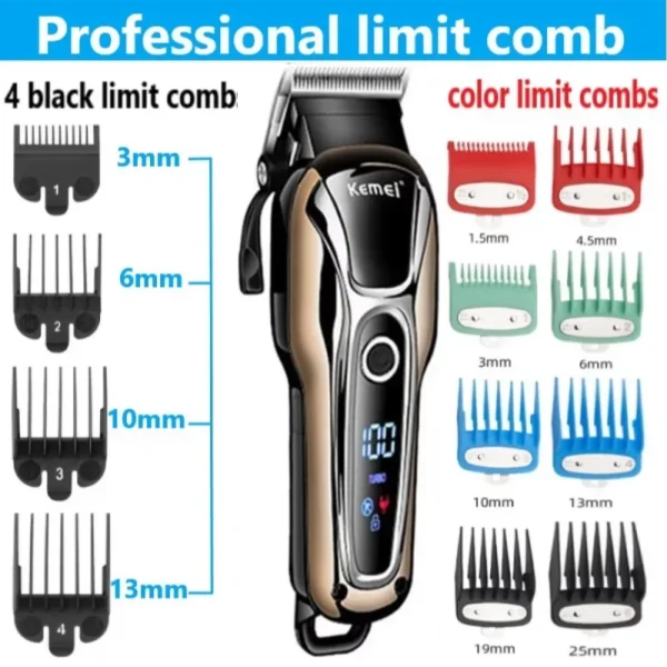 Kemei 1990 new hair clipper professional hair clipper men's hair clipper electric trimmer LCD display hair clipper Almighty set - Image 4