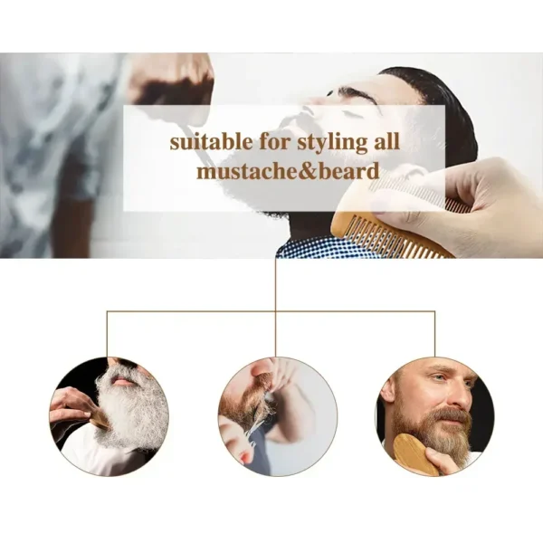 Boar Bristle Wood Beard Brush Kits With Gift Bag Professional Soft Hairdresser Shaving Brush Comb Set Men Mustache Combs - Image 6