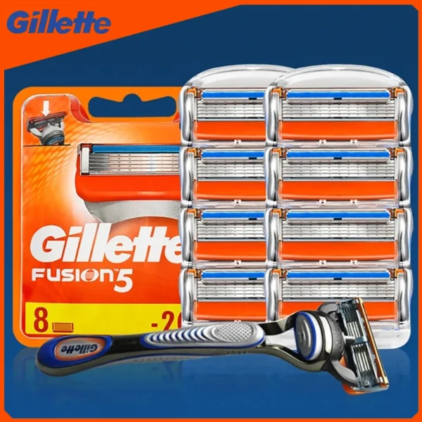 Original Gillette Fusion 5 Men's Shaver Blades 5 Layers Safety Manual Shaving Head Anti-Friction Blade Beard Razor Refills