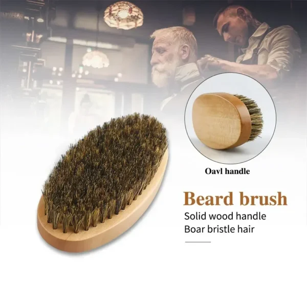 Boar Bristle Wood Beard Brush Kits With Gift Bag Professional Soft Hairdresser Shaving Brush Comb Set Men Mustache Combs - Image 4