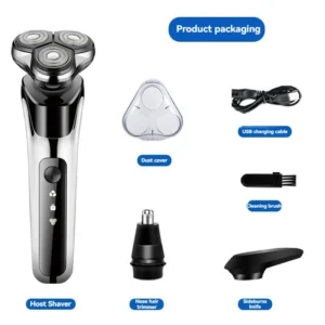 Electric Razor Usb Charger And Plug-In 3-In-1 Men'S Razor Set