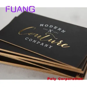 Custom Custom Logo Luxury Black Gold Foil Recycled Visiting Business Card Printing With Golden Border / Edge