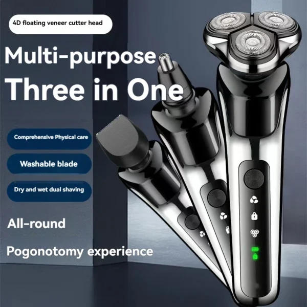 Electric Razor Usb Charger And Plug-In 3-In-1 Men'S Razor Set