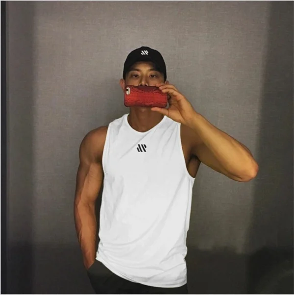 2024 Mens fitness gyms Tank top men Fitness sleeveless shirt Male mesh breathable Sports vest Undershirt Gyms Running vest men - Image 2