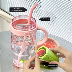 Large-Capacity Water Cup 1280ML Plastic Cup Plastic Drinking Bottle For Girls For Home BPA Free Water Cup With Handle Drinkware