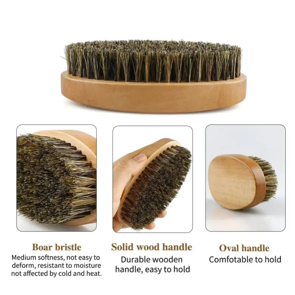 Boar Bristle Wood Beard Brush Kits With Gift Bag Professional Soft Hairdresser Shaving Brush Comb Set Men Mustache Combs - Image 5