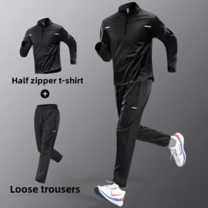 Men's Sportswear Set Spring Autumn Running Training Clothes Quick-Dry Clothing Outdoor Runs Fitness Wear Cycling Long Pants