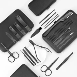 7/12/18/20/24PCS Set Professional Manicure Set Kits Stainless Steel Fingernail Toenail Clippers Set with Leather Portable Case