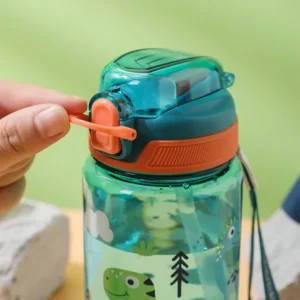 600ML Kids Sippy Cup Water Bottles Children Cartoon Plastic Cup with Straw Toddlers Beverage Kettle Leak-proof Drinking Jug