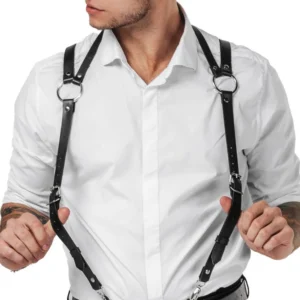 Mens Clubwear PU Leather Body Harness Bondage Men Braces Suspender Belt Strap