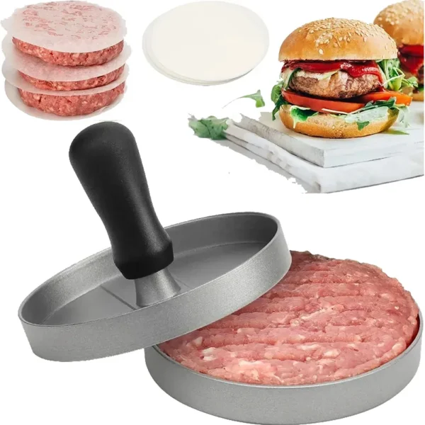 Hamburger Press Burger Maker Non-Stick Hamburger Patty Burger Maker Burger Press Hamburger BBQ With 100 Patty Papers Kitchen Too