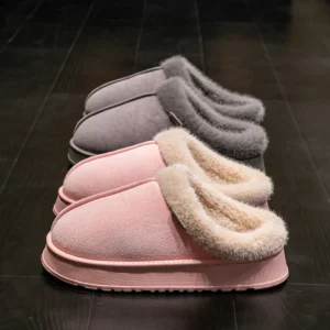 New Fluffy Men's Slippers Winter with Thick Sole for Indoor Anti-Slip and Warmth at Home with Fur Lining for Couples