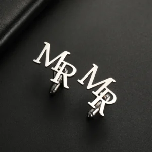 Skyrim 2pcs Custom Cufflinks Men Stainless Steel Personalized Initials Letter Cufflink for Suit Trendy Jewelry Wedding Gift