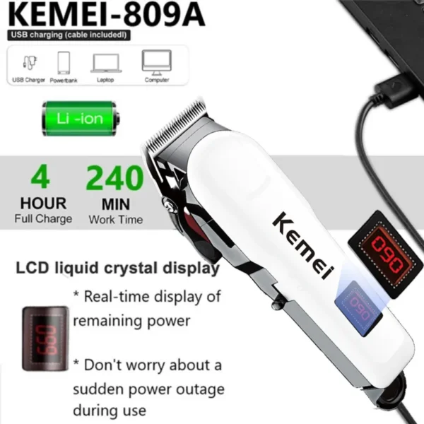 Electric Hair Clipper Hair Cut Maching Wireless Trimmer men Professional Clipper Machine Rechargeable Hair Cut Barber 809A - Image 3