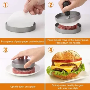 Hamburger Press Burger Maker Non-Stick Hamburger Patty Burger Maker Burger Press Hamburger BBQ With 100 Patty Papers Kitchen Too