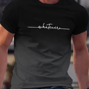 Summer Outing Whatever Print Gradient Crew Neck T-shirt For Men Trendy Casual Short Sleeve Top Men's Tee ropa de hombre