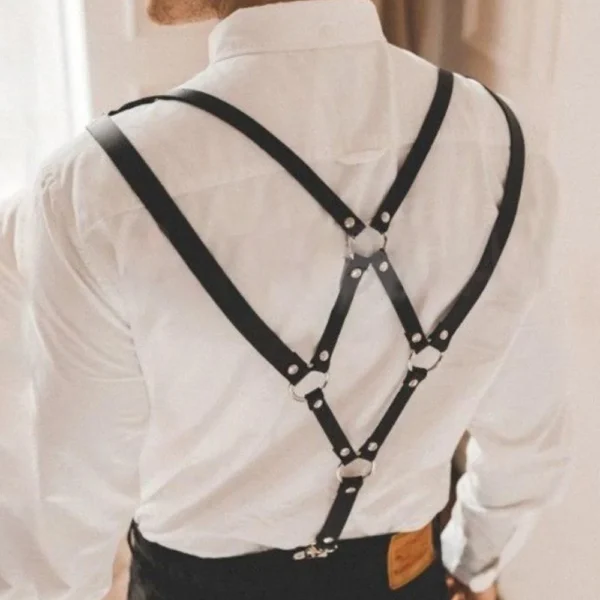 Mens Clubwear PU Leather Body Harness Bondage Men Braces Suspender Belt Strap