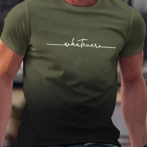 Summer Outing Whatever Print Gradient Crew Neck T-shirt For Men Trendy Casual Short Sleeve Top Men's Tee ropa de hombre