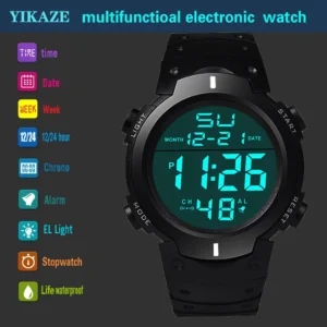 Men Electronic Watch Sports Watches For Men Waterproof Luminous Multifunction Outdoor Fitness Large Screen Electronic Wristwatch