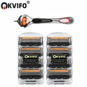 KVIFO High Quality 5-ply Razor Manual Shaving Blades Men Face Shaving Razor Replacement Cutter Heads & Razor Holders Sets