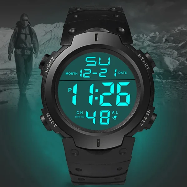 Men Electronic Watch Sports Watches For Men Waterproof Luminous Multifunction Outdoor Fitness Large Screen Electronic Wristwatch