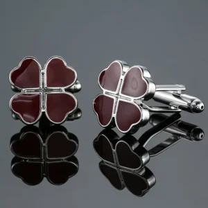 1 Pairs High Quality Cufflinks Rose Champagne Four-leaf Clover Cuff Links For Mens French Shirt Cuffs Button Wedding Jewelry