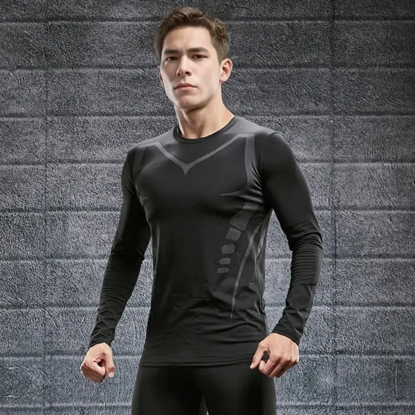 Quick Drying Tight Fitting Suit For Men'S Long Sleeved Sports Cycling Top, Running, Fitness, Football Training, Basketball Shirt