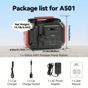 Portable Power Station 500W, 540Wh Outdoor Solar Generator with 6*AC 110V Outlets (Peak 1000W)