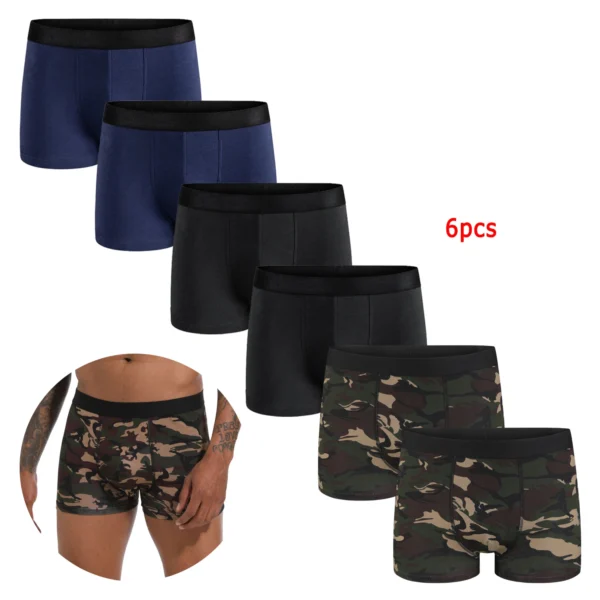 6pcs pack Black Boxer Shorts Men Underwear Soft Breathable Male Underpants for Men Homme Boxershorts Slips 2024 Panties - Image 4