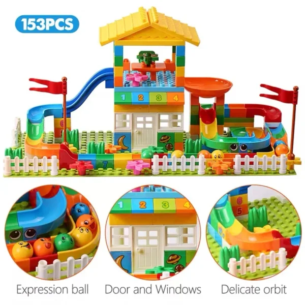 153PCS Big Particle Roof Blocks Compatible City House Big Size Slide Building Blocks Castle Brick Toys For Children - Image 2