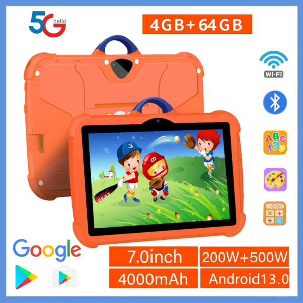 New 7 Inch 5G WiFi Tablet Pc for Children's best Gifts Android Kids Game Educational Learning Tablets Quad Core 4GB RAM 64GB ROM