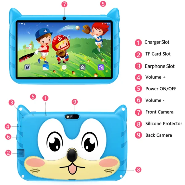 BDF 7 Inch Kid Tablet Android 13, 4GB RAM 64GB ROM,1TB Expand,5G WiFi,4000MAH Battery,Dual Camera, Children's Gift Kids Software - Image 3