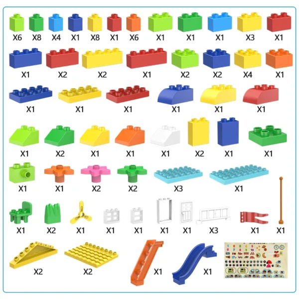 153PCS Big Particle Roof Blocks Compatible City House Big Size Slide Building Blocks Castle Brick Toys For Children - Image 6