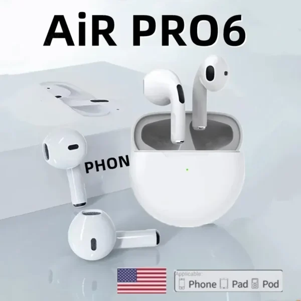 Original Air Pro 6 TWS Wireless Headphones Fone Bluetooth Earphones Mic Pods InEar Earpods Pro6 Earbuds sport Headset For Xiaomi