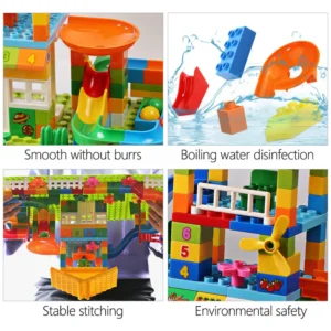 153PCS Big Particle Roof Blocks Compatible City House Big Size Slide Building Blocks Castle Brick Toys For Children