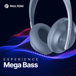 Paul Feng Mega Wireless Headphone | Foldable Bluetooth 5.0 Headset with AUX, Memory Card Support & 40mm Drivers